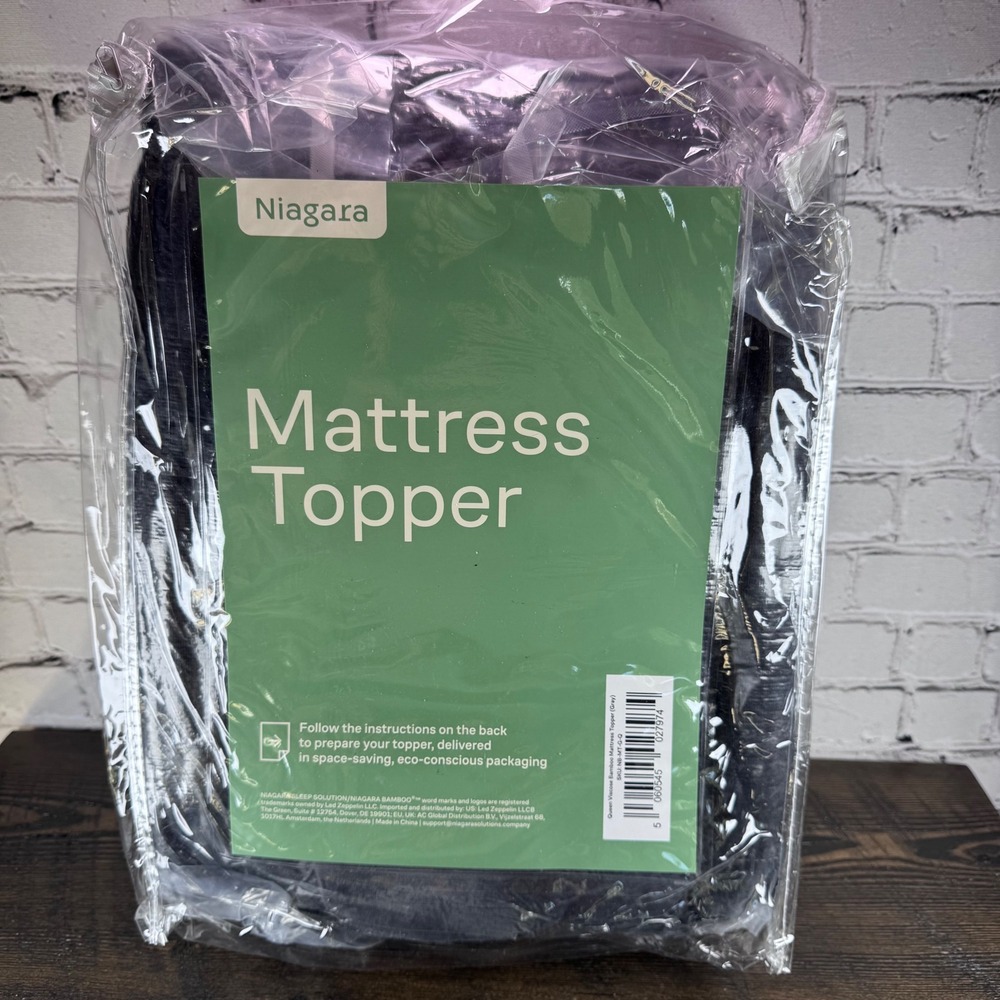 Niagara Mattress Topper Queen Gray Viscose Bamboo Eco-Conscious NB-MT-G-Q